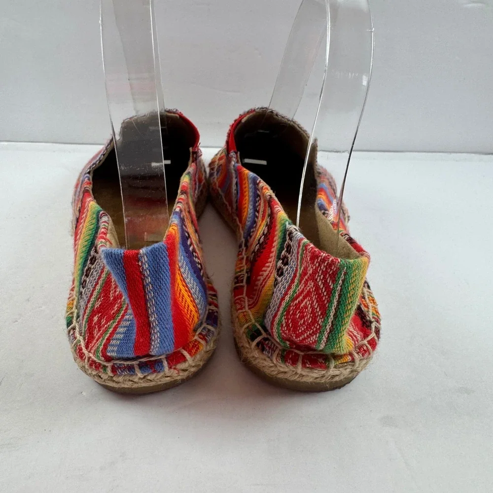 Minnetonka Womens‎ Multicolor Striped Fabric Espadrille Slip On Flat Shoes 8M